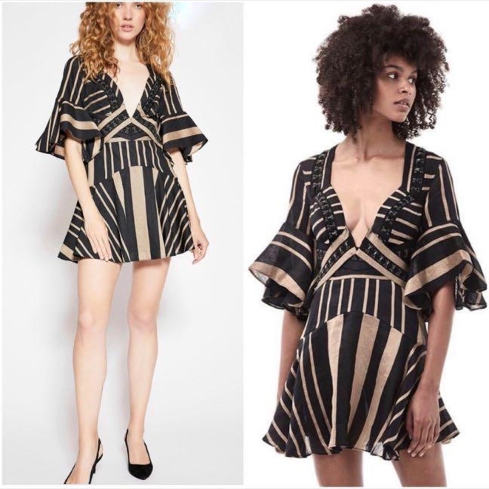 Acler Archer Dress in Bronze Stripe Size US 4